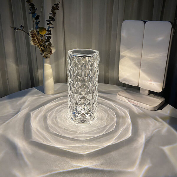 Nordic Crystal Lamp USB Table Lamps Bedroom Touch Dimming Atmosphere Diamond Night Light Rose Projector Lamp Decor - Image 8